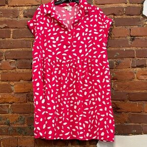 Umgee‎ Hot Pink Dalmatian Print Oversized Short Sleeve Dress Size Medium